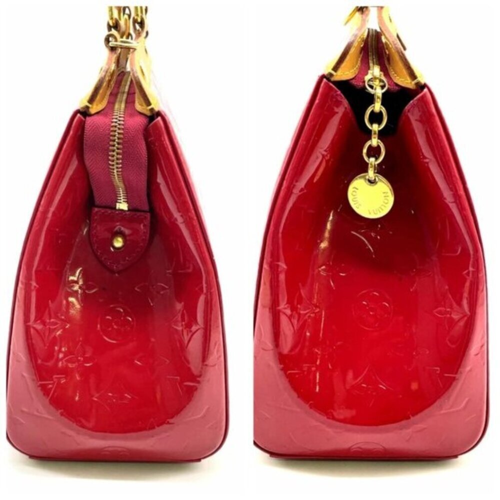 Louis Vuitton Brea MM Red Monogram Vernis Satchel | Authentic LV Crossbody Bag - Picture 4 of 15